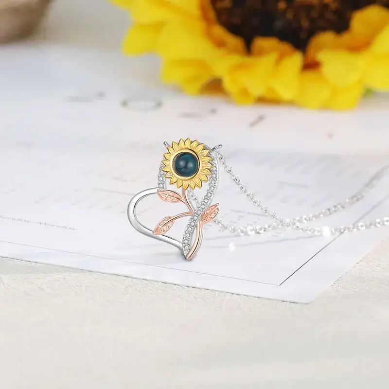 Sunflower Personalised Photo Projection Necklace