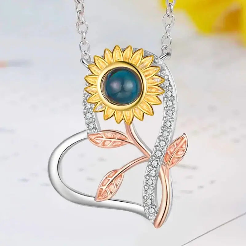 Sunflower Personalised Photo Projection Necklace