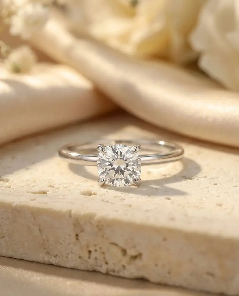 1ct Square Cushion Moissanite Solitaire Ring - Minimalist Sterling Silver Engagement Band - IfShe UK