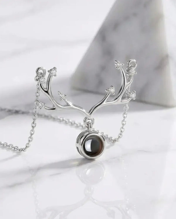 Personalised Deer Antler Photo Projection Necklace - Hidden Picture Pendant IfShe