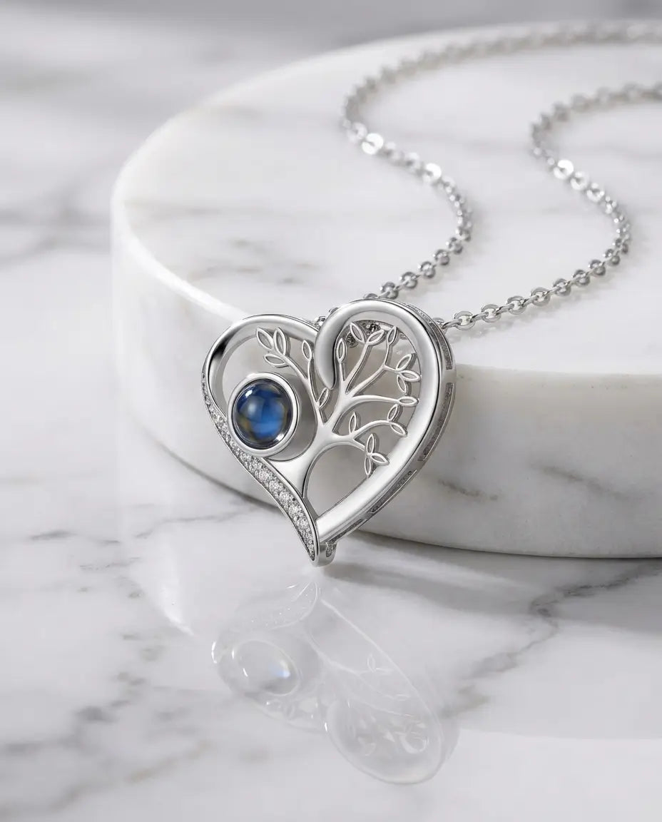 Personalised Family Tree Photo Projection Necklace - Secret Picture Pendant IfShe UK