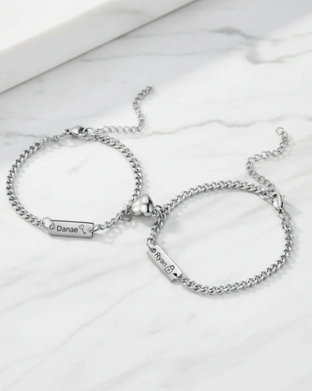 Personalised Magnetic Lock & Key Couple Bracelets IfShe UK