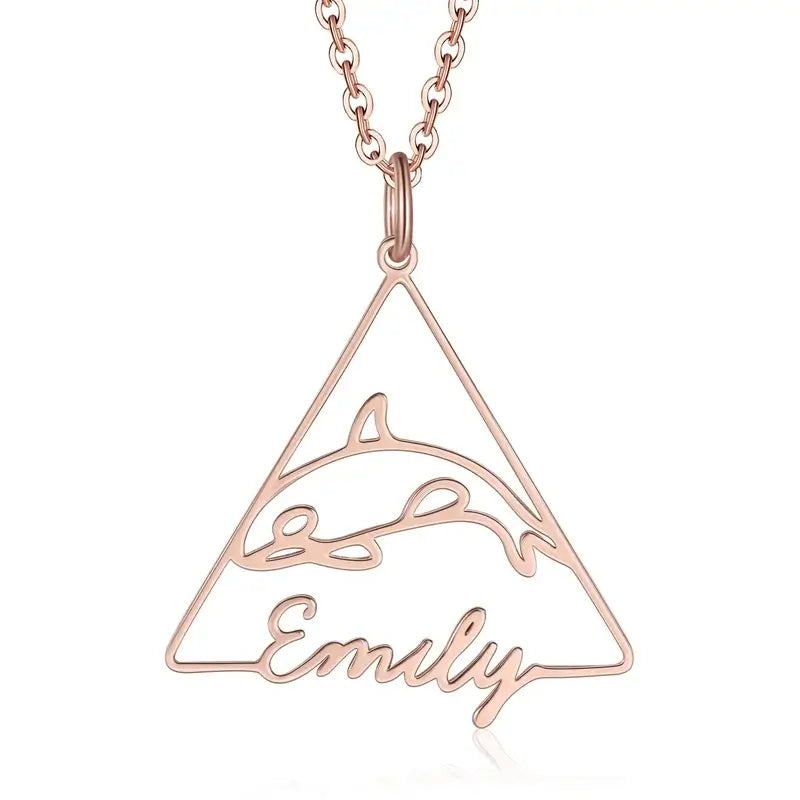 Animal Personalised Name Necklace | Cat/Dolphin/Elephant/Octopus/Turtle | Name Necklace Silver/Rose Gold/Yellow Gold