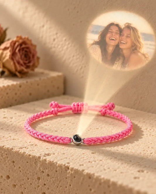 Personalised Photo Projection Bracelet - projecting the hidden photo onto a wall