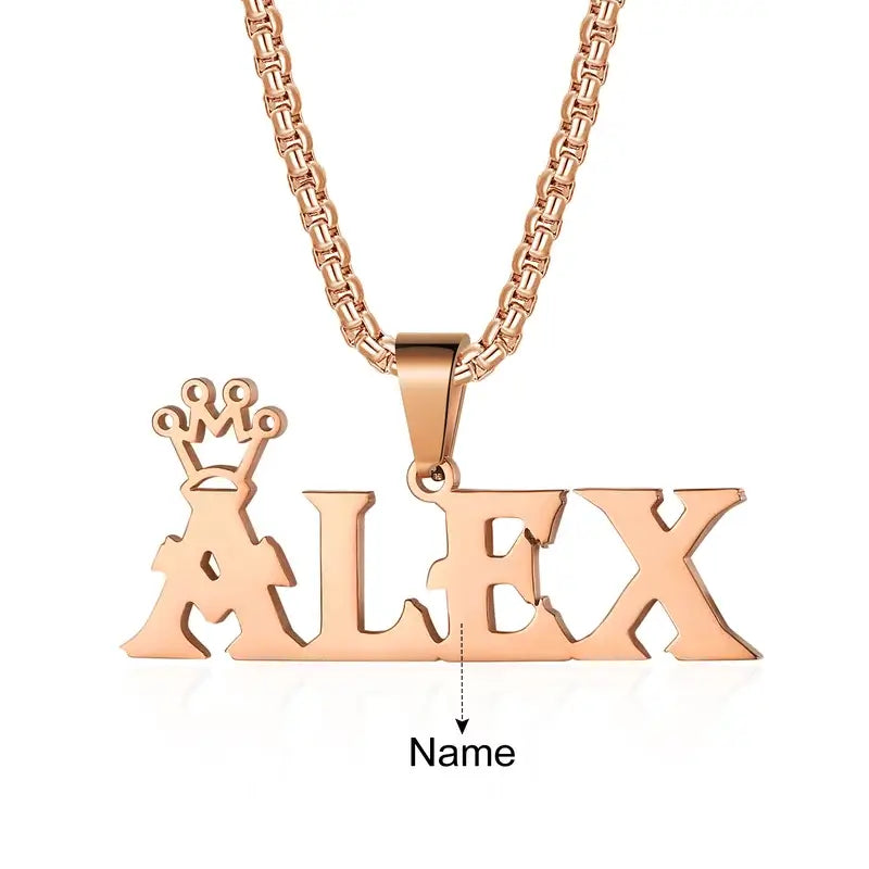Sterling Silver Name Necklace for Her, Crown Personalised Name Necklace, Custom Name Necklace Silver/Gold/Rose Gold