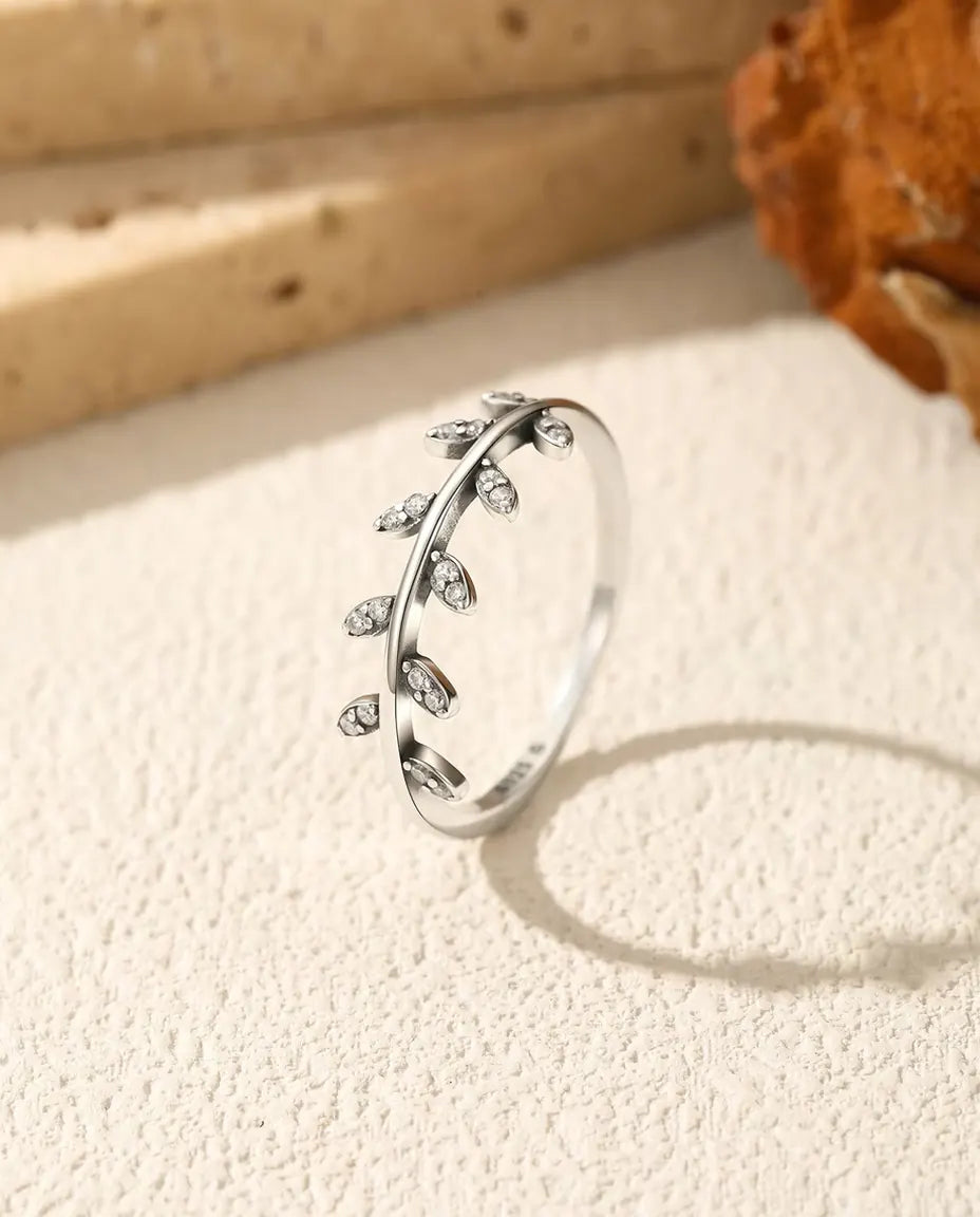 Cubic Zirconia Leaf Ring