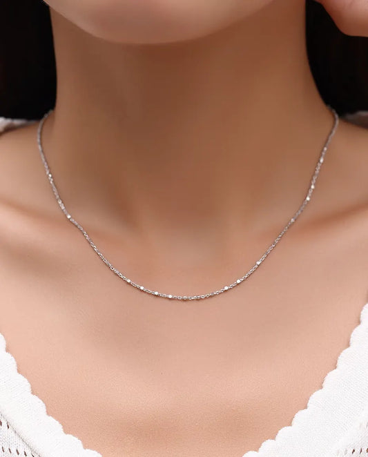 Sequin Chain Necklace in 925 Sterling Silver - worn on a model