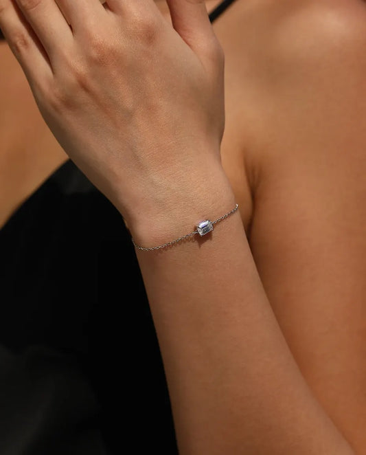 Emerald cut moissanite bracelet, 1ct D colour, 925 sterling silver