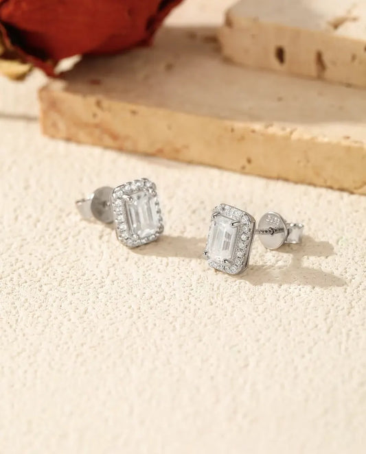 Emerald Cut Moissanite Jewellery Set in 925 Sterling Silver