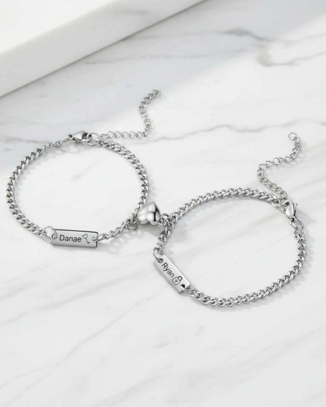 Personalised Magnetic Lock & Key Couple Bracelets IfShe UK