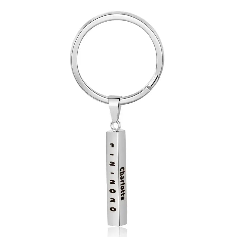 Engraved Vertical Bar Personalised Keyring in Four Colours