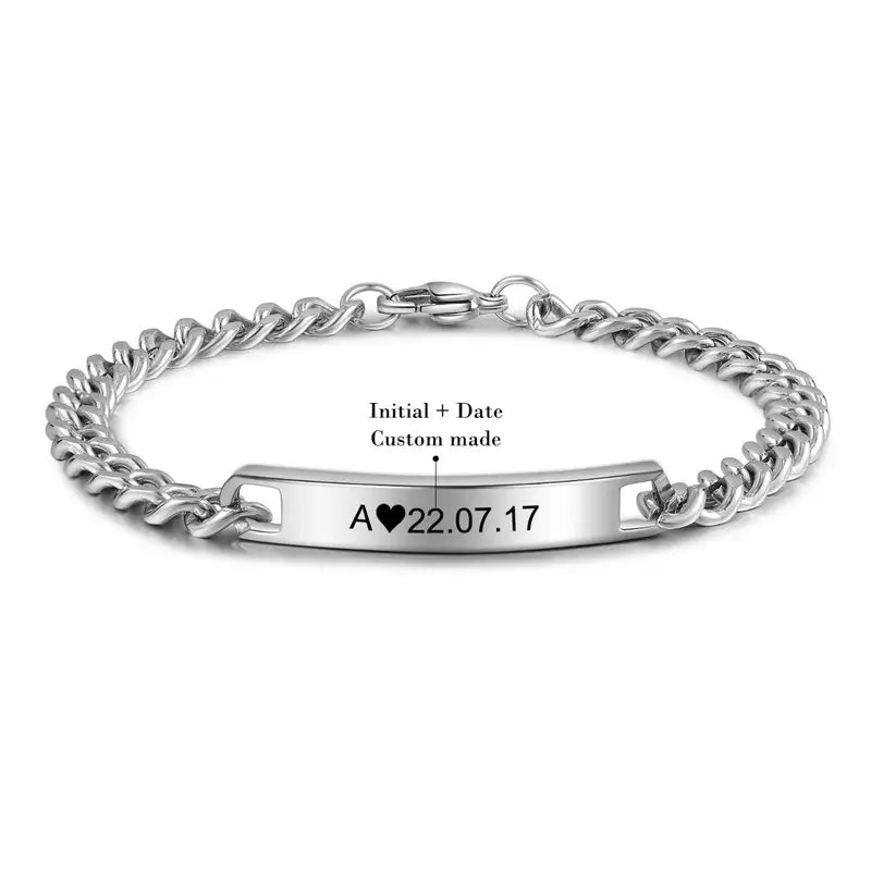 Initial and Date Bracelets for Couples | His and Hers Bracelets