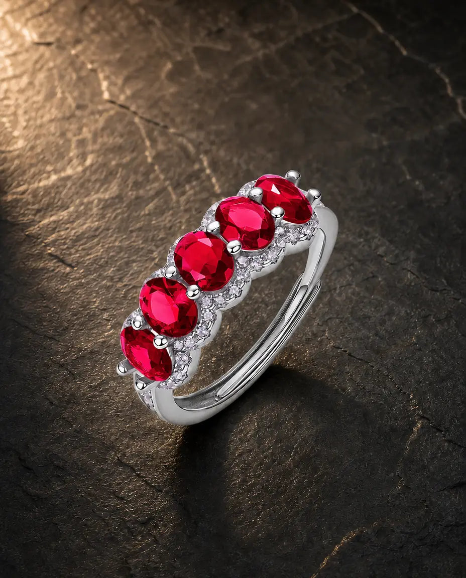 Lab ruby gemstone ring in 925 sterling silver