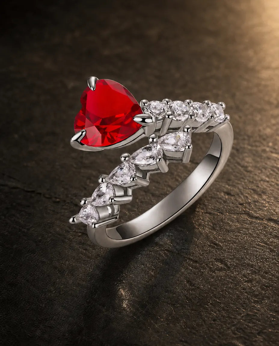 Lab ruby gemstone ring in 925 sterling silver