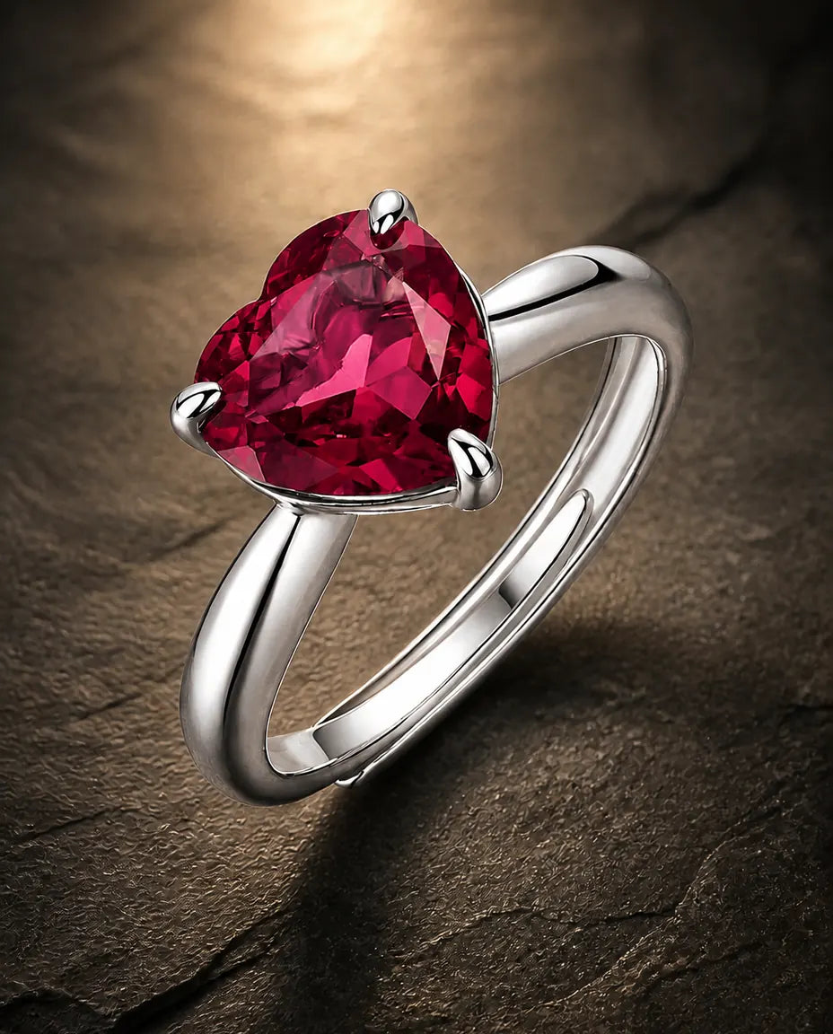 Lab ruby gemstone ring in 925 sterling silver