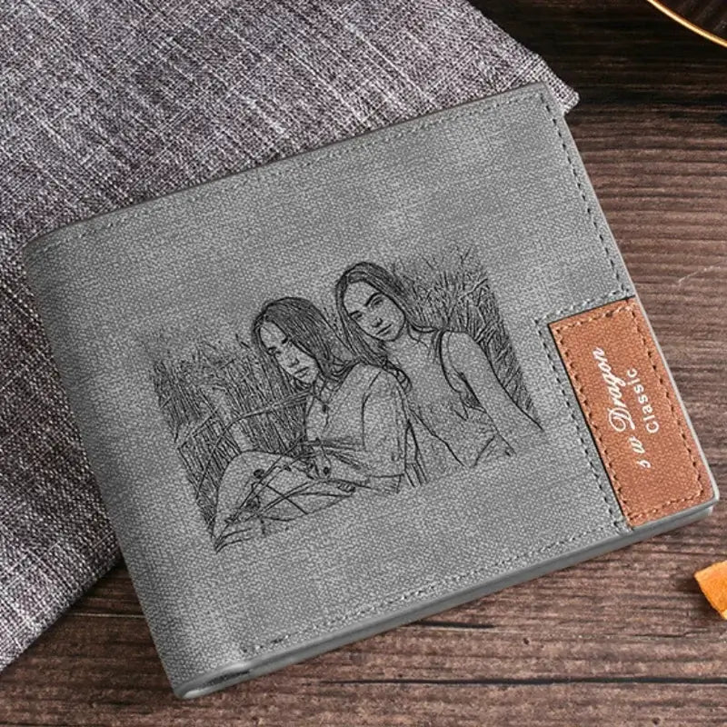 Leather Personalised Photo Wallet with Engraving