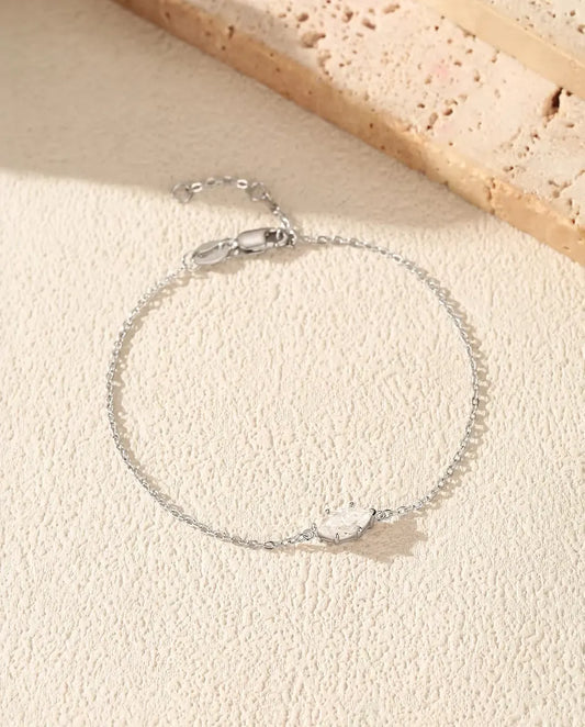 Marquise moissanite bracelet in 925 sterling silver on a dainty chain
