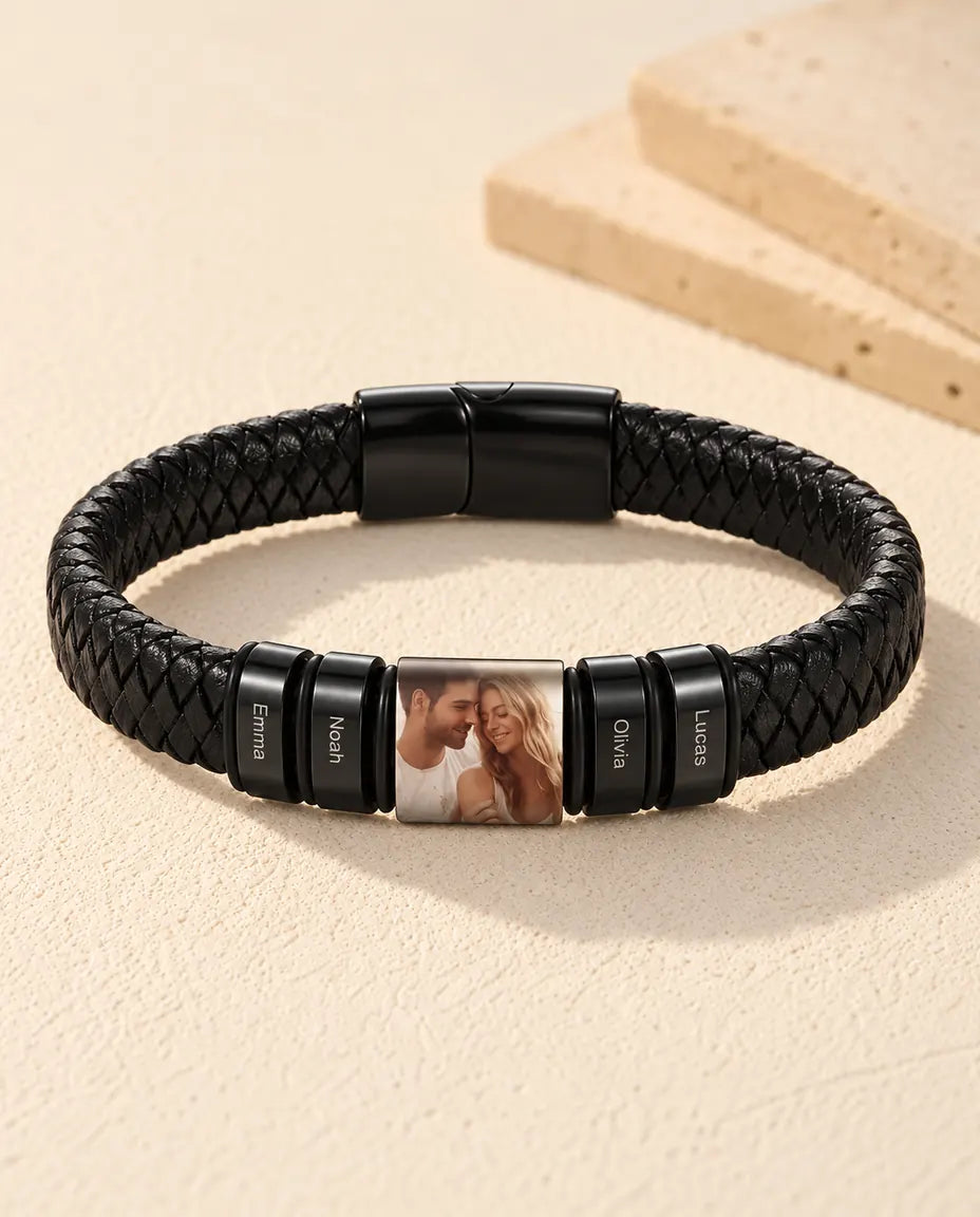 Men's Personalised Photo Bracelet - front view