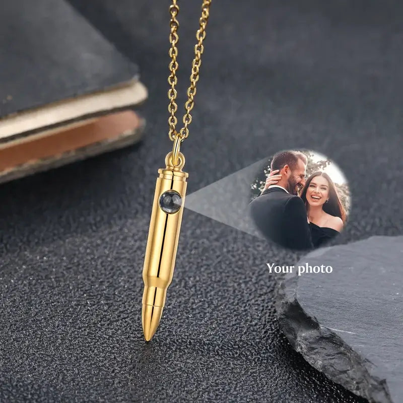 Men's Photo Projection Necklace with Picture Inside