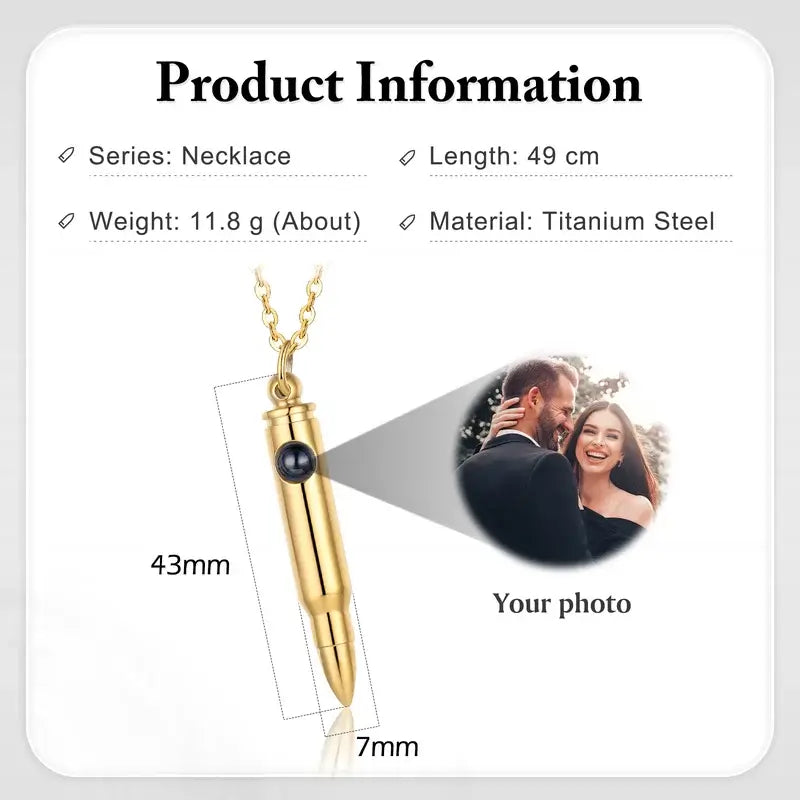 Men's Photo Projection Necklace with Picture Inside