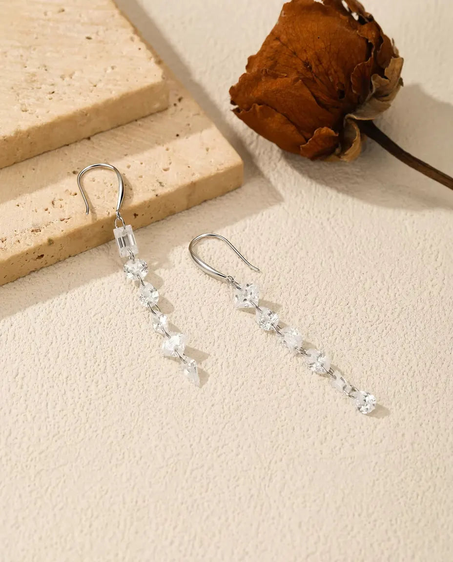 Mismatched Zirconia Drop Earrings
