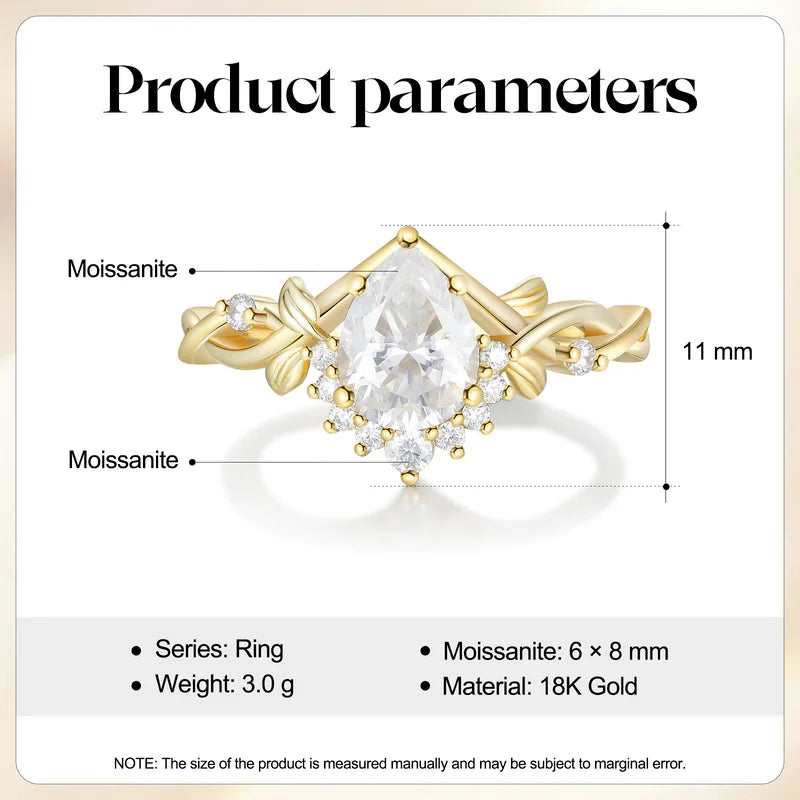 Moissanite Engagement Ring - Pear Cut Moissanite Ring