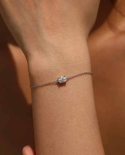 1ct oval-cut moissanite bracelet in 925 sterling silver