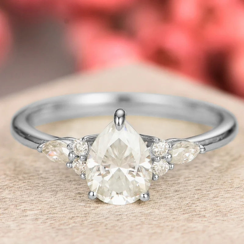 Moissanite Wedding Ring Pear Shaped