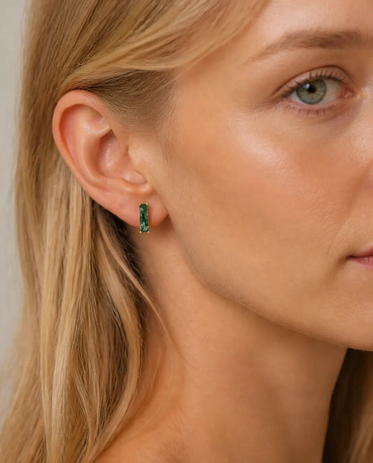 Moss Agate Bar Stud Earrings