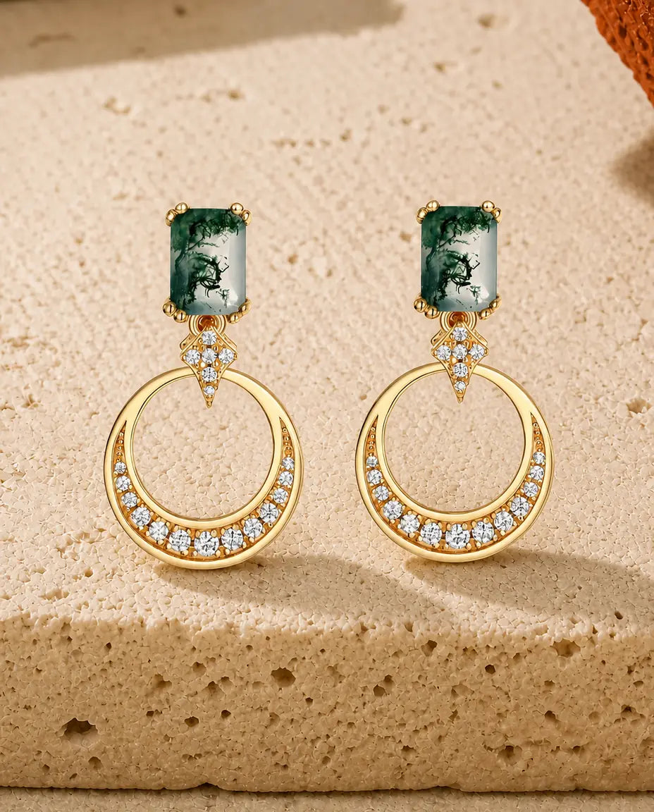 Moss Agate Drop Earrings