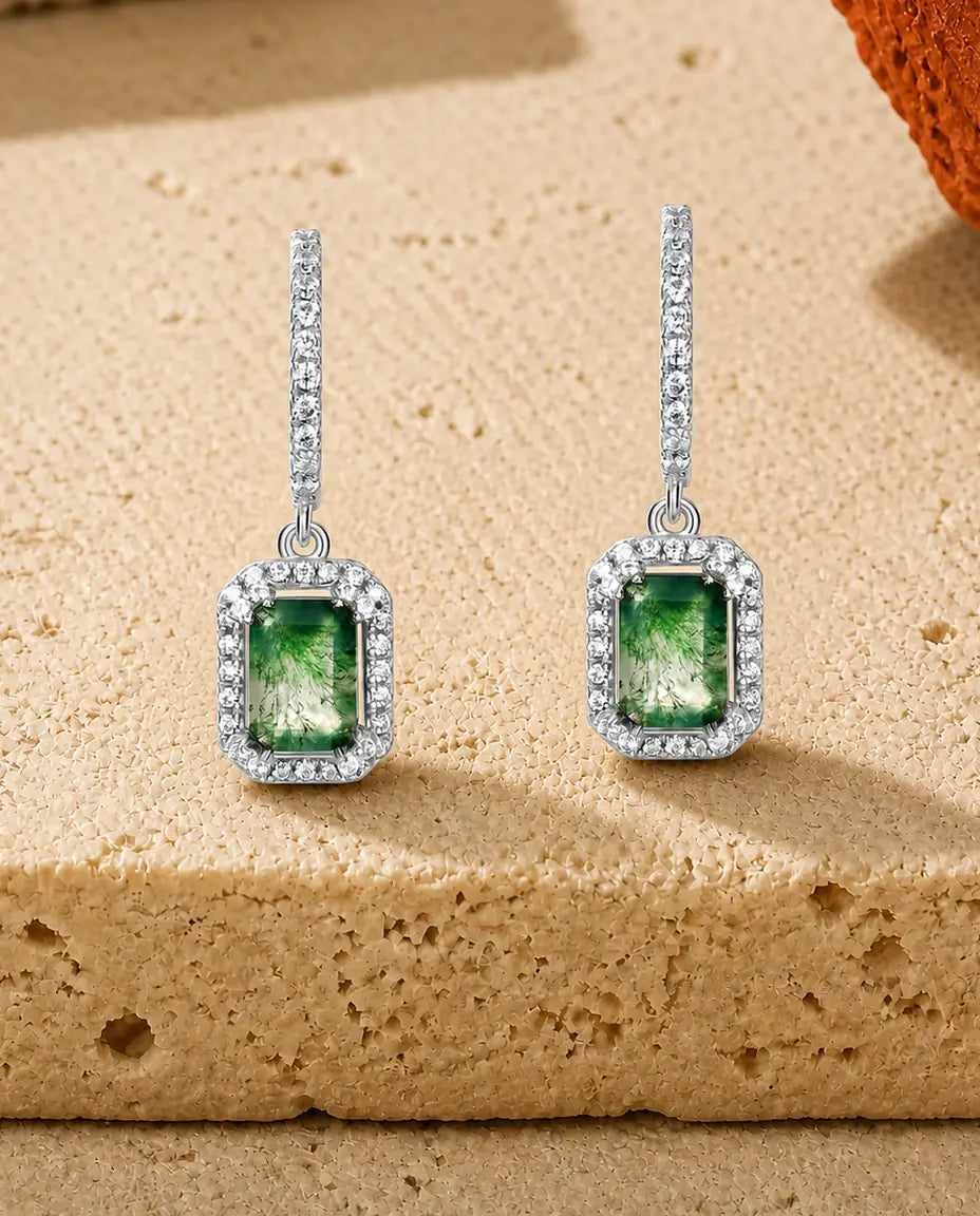 Moss Agate Drop Earrings