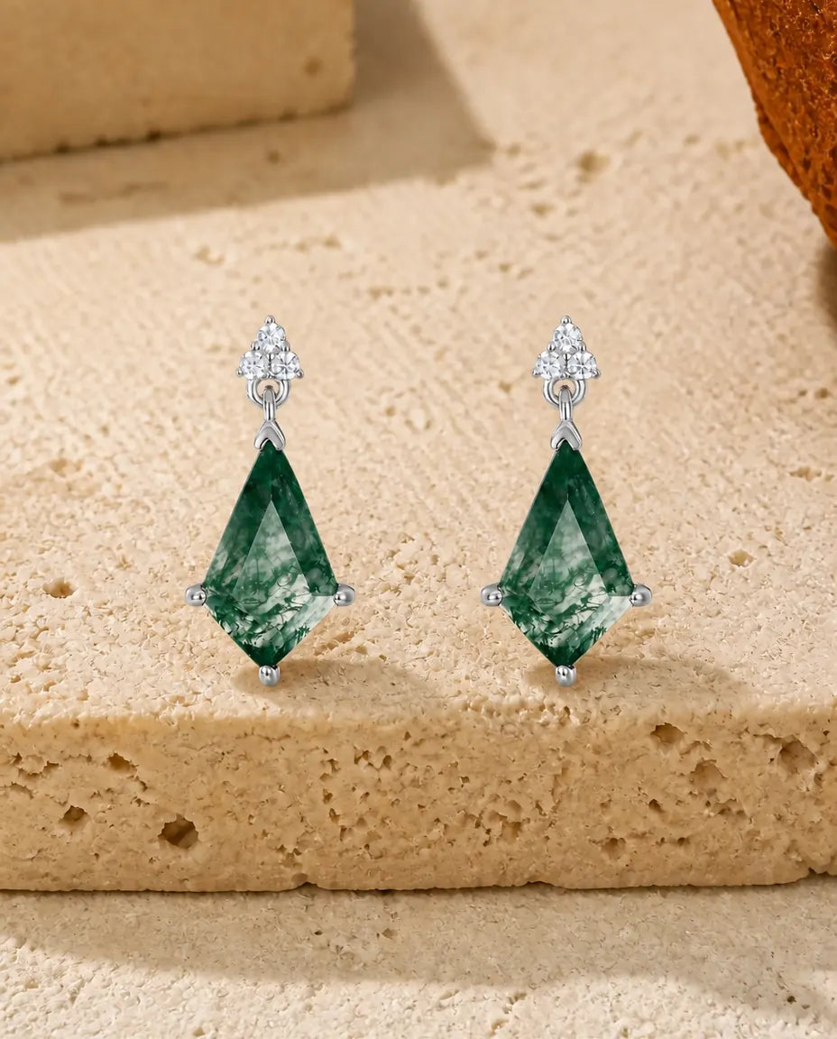 Moss Agate Drop Earrings