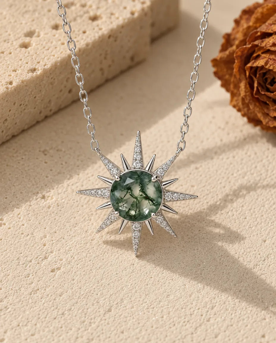 Moss Agate Necklace - front view