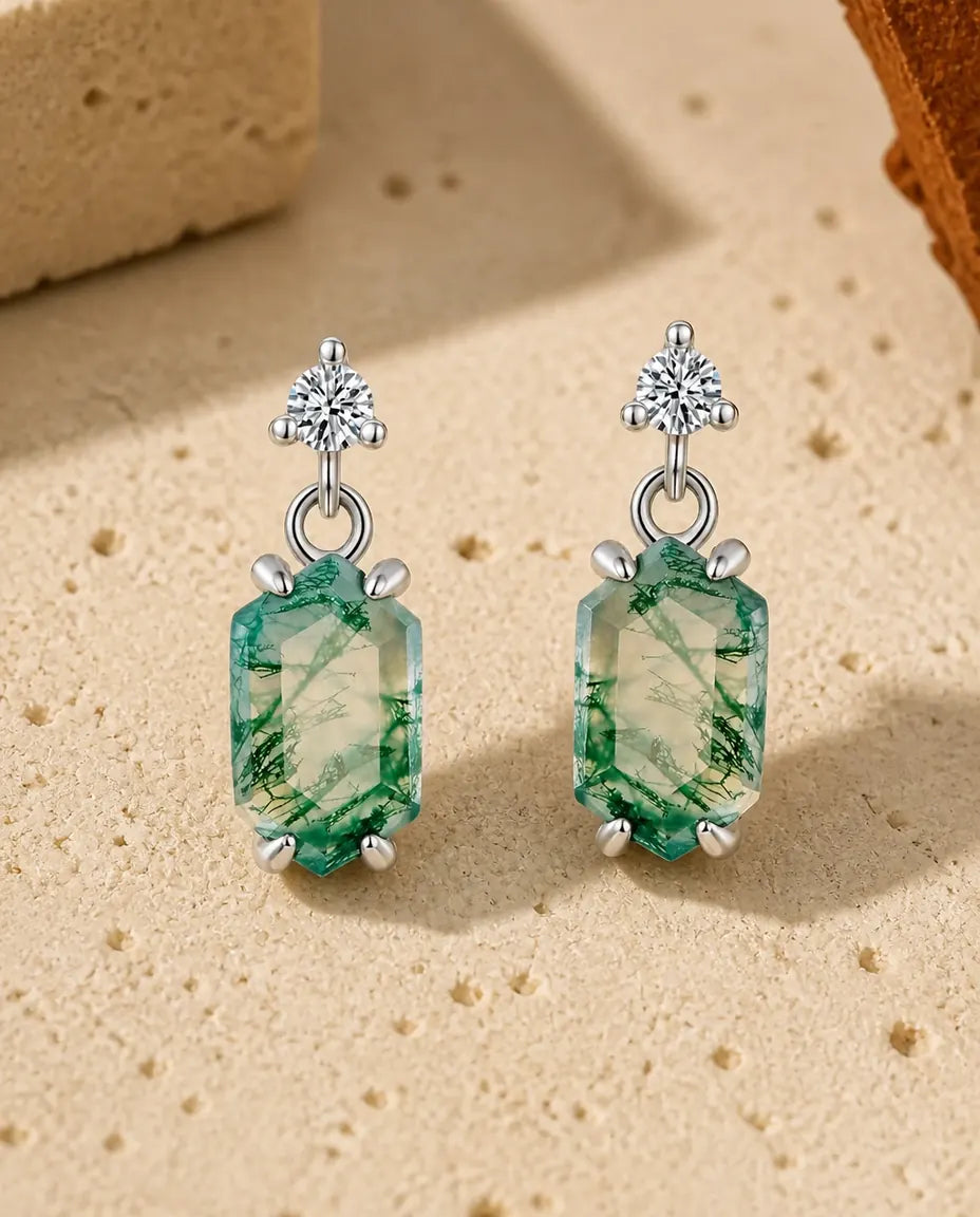 Moss Agate Drop Earrings