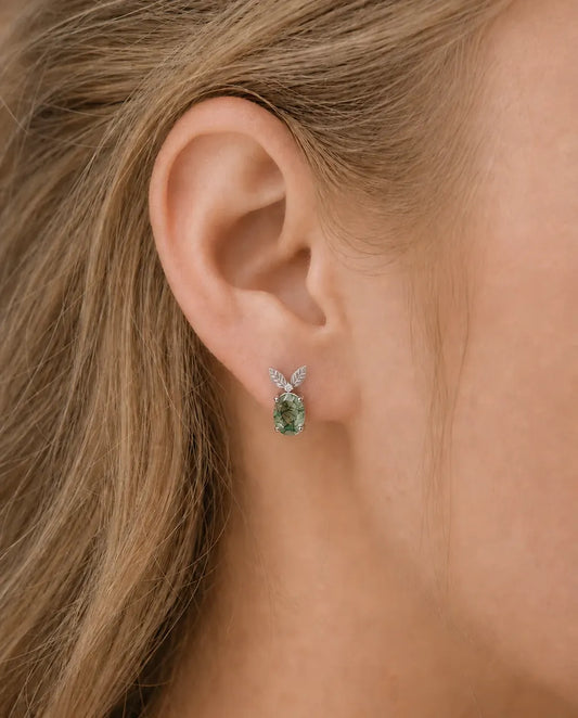 Moss Agate Stud Earrings