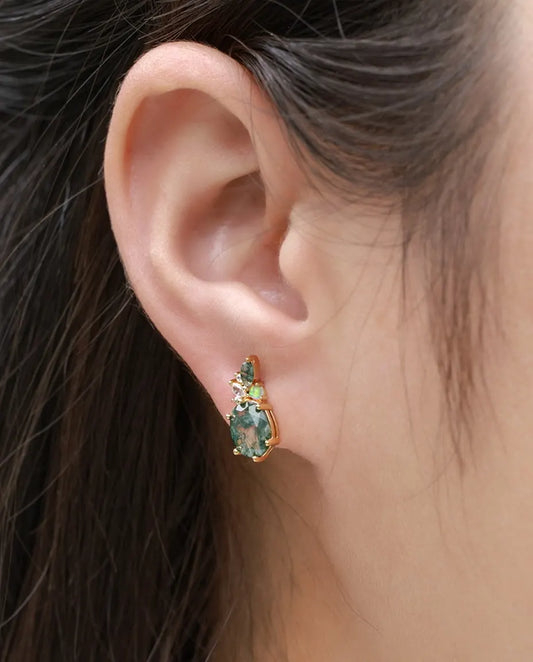 Moss Agate Stud Earrings