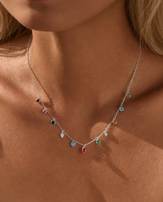 Colourful Charm Necklace in 925 Sterling Silver