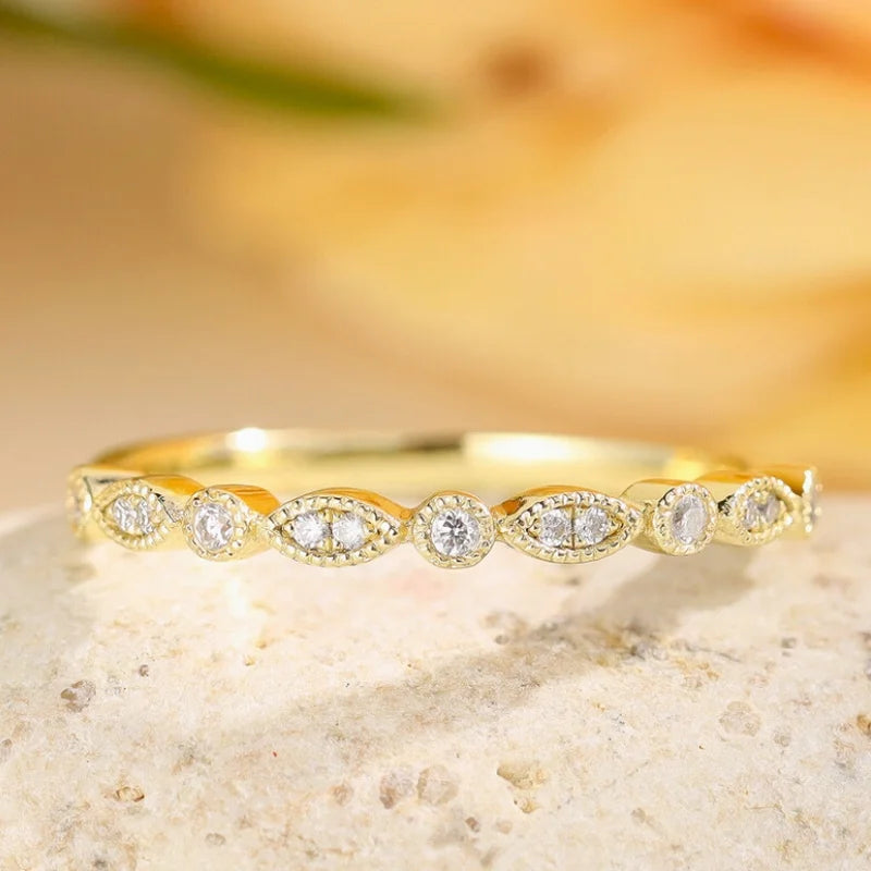 Pave Set and Round Cut Moissanite Wedding Band