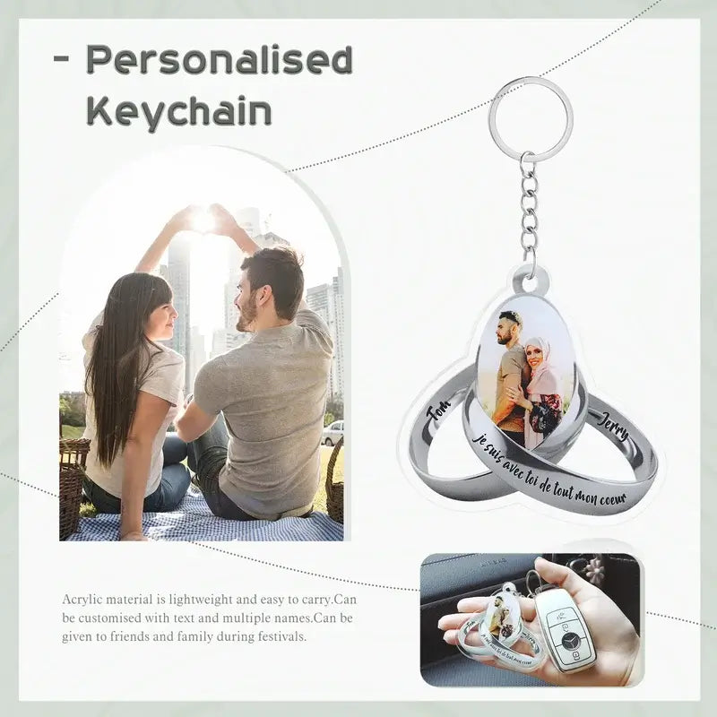 Personalised Acrylic Photo Keyring with Personalised Names & Text