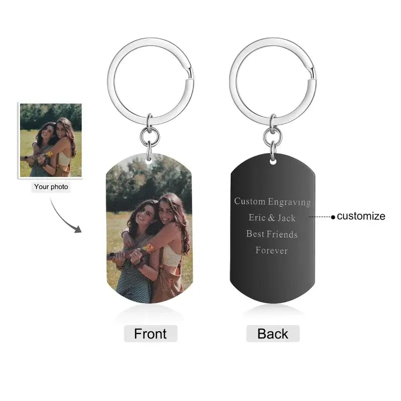 Personalised Colour Photo Keyring with Engraving