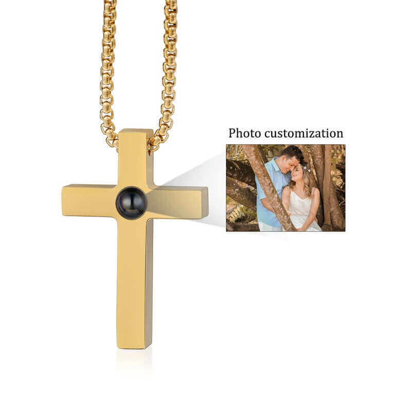 Personalised Cross Pendant Photo Projection Necklace