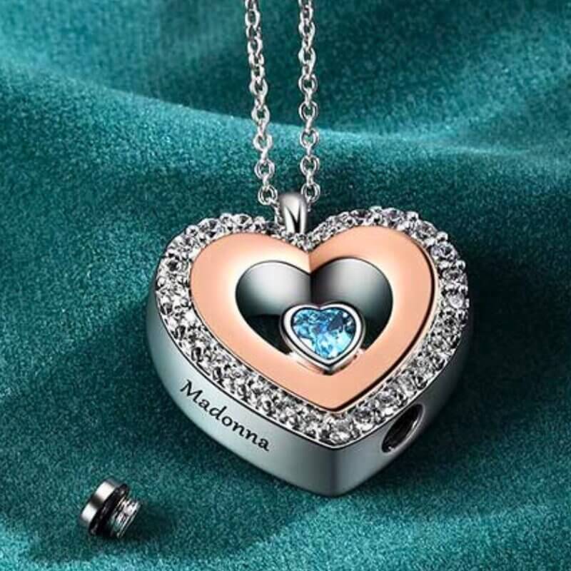 Personalised Engraved Heart Ashes Necklace