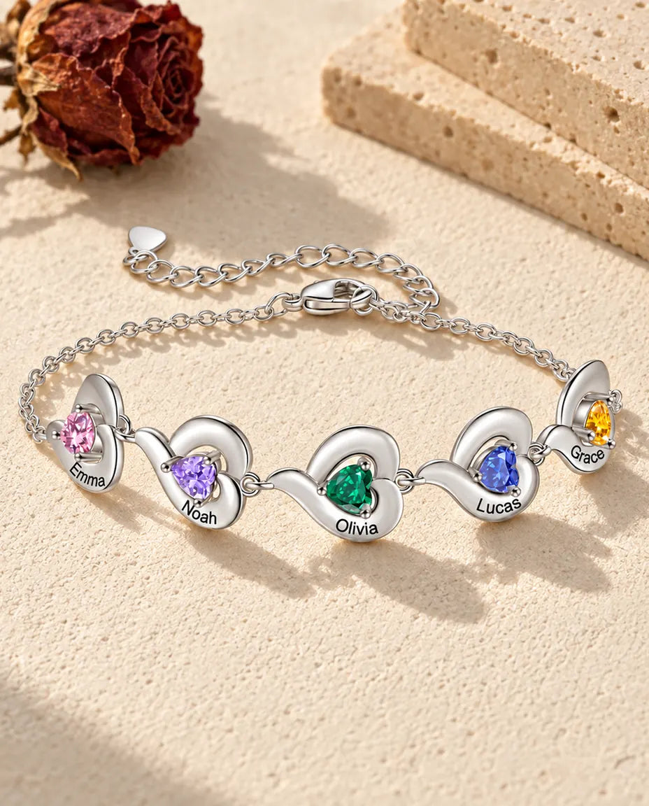 Personalised Birthstone Bracelet - front view