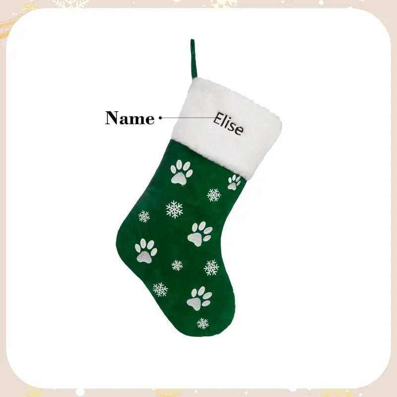 Personalised Paws/Snowflakes Xmas Name Stockings