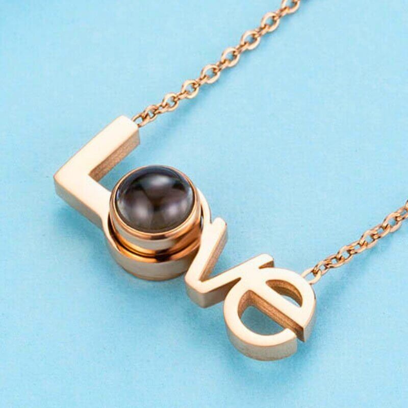 Personalised Photo Projection LOVE Pendant Necklace