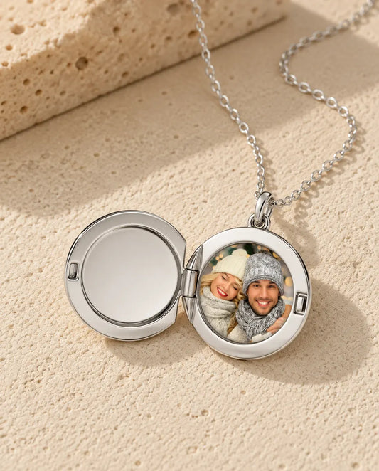 Personalised Photo Locket Necklace - open, showing the photo inside