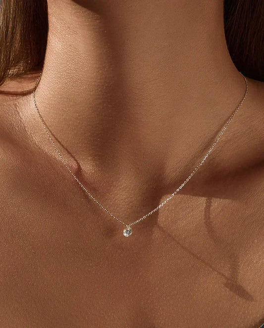 Dainty moissanite solitaire necklace 0.5ct D colour VVS1 round pendant in 925 sterling silver