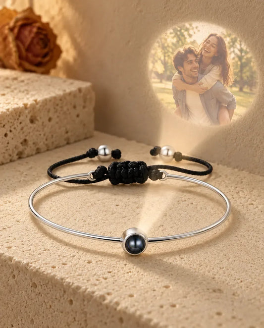 Personalised Photo Projection Bracelet with Picture Inside - projecting the hidden photo onto a wall