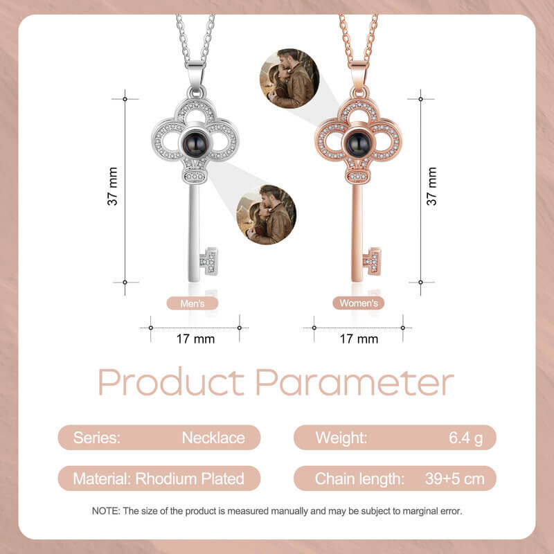 Personalised Photo Projection Couple Necklaces Key Pendants