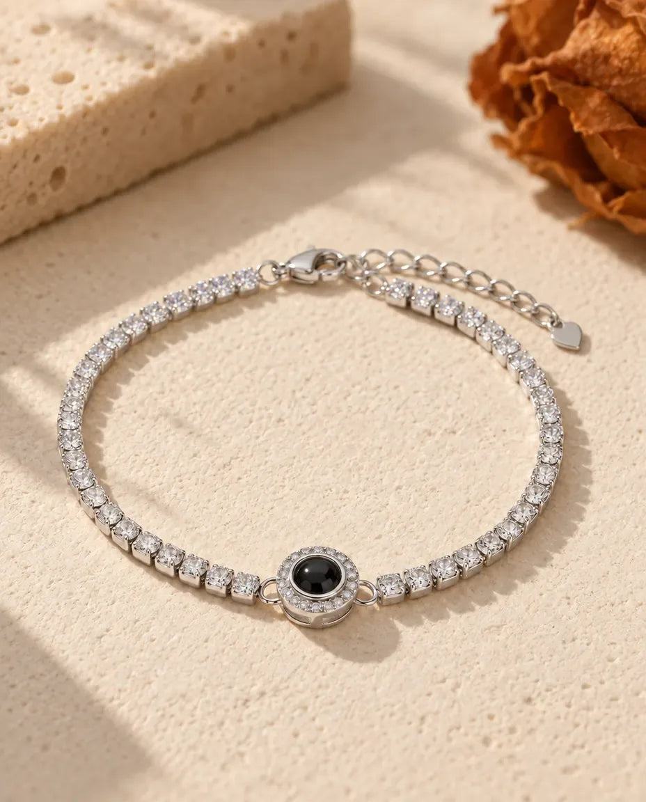 Photo Projection Bracelet for Women - front view in silver